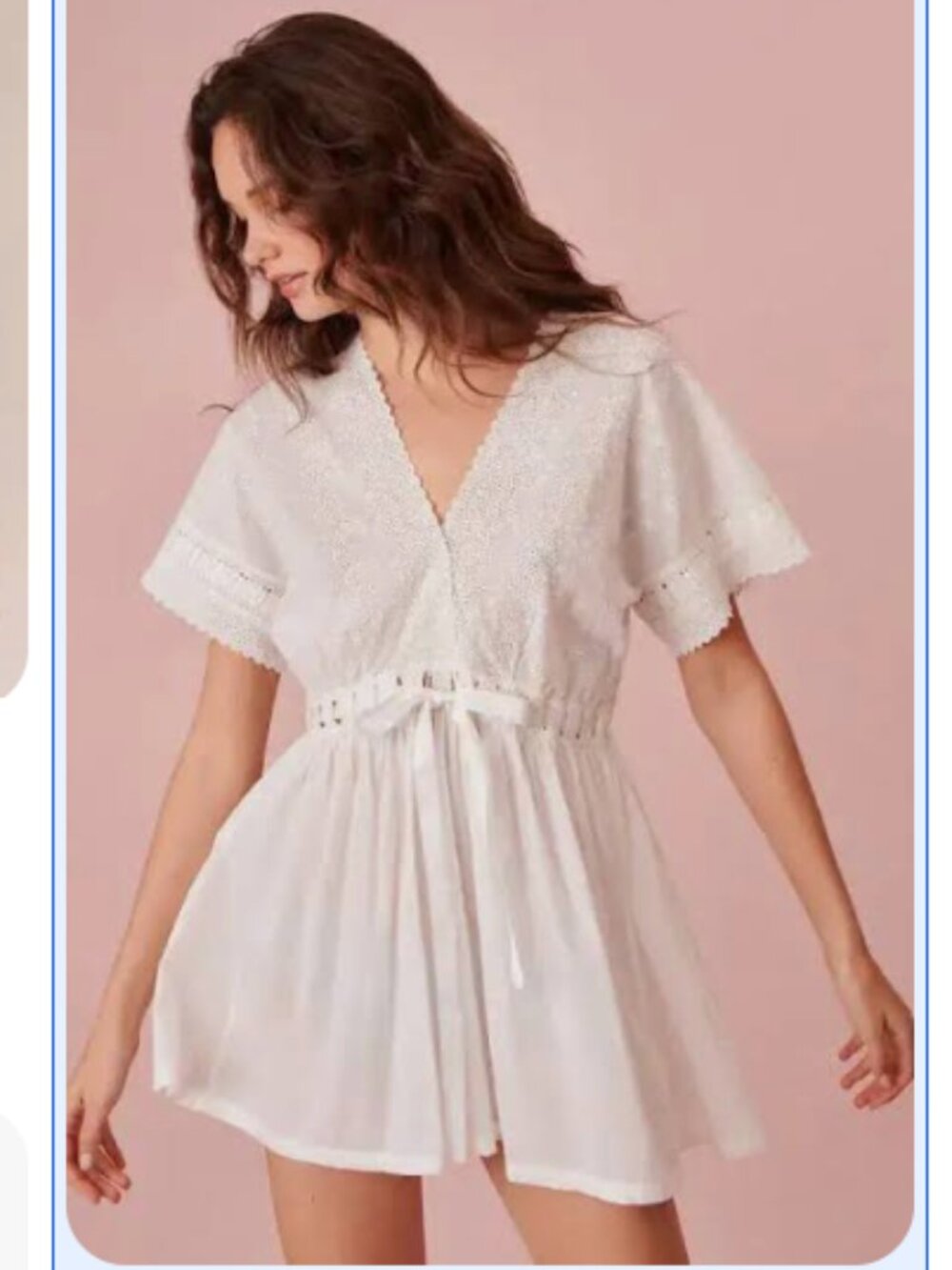 LoveShackFancy Iona Mini Night Gown, Pink Dot Print, Like New